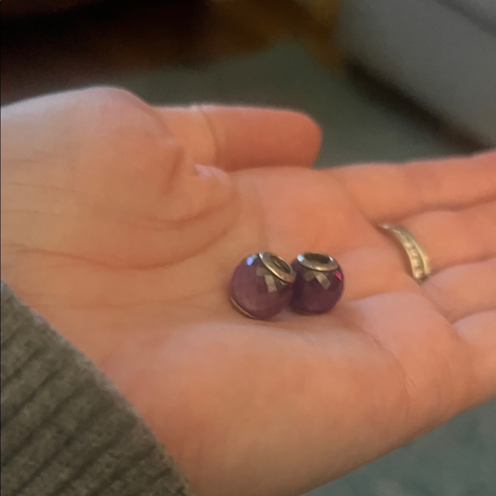 Pandora purple Beaded Charm Bracelet Accessory- set of 2 - Picture 2 of 2